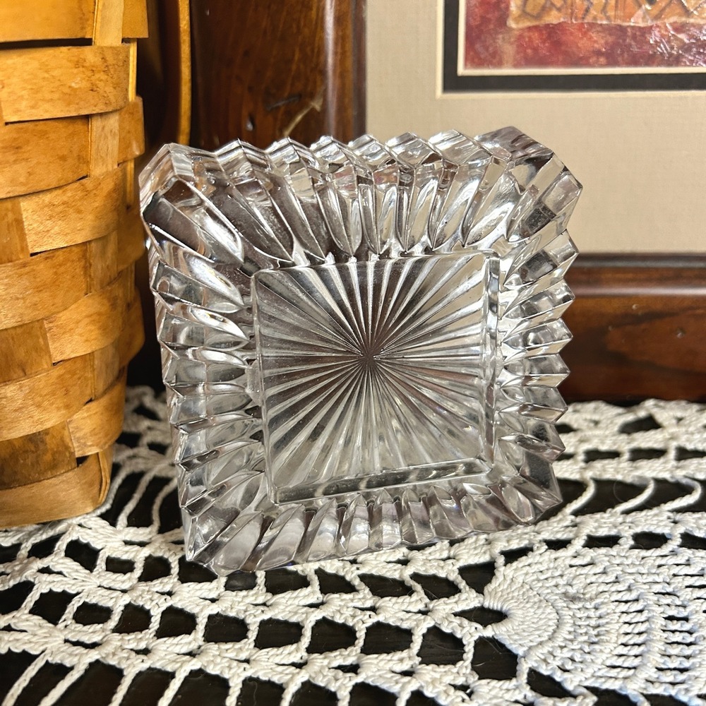 Vintage Crystal Photo Frame &‎ Paper Weight Mikasa 2x2 Picture Frame Office
